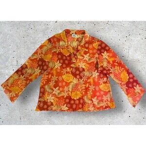 O&U OVER & UNDER Women’s Blouse Semi Sheer Long Sleeve One Size 24” Pit To Pit